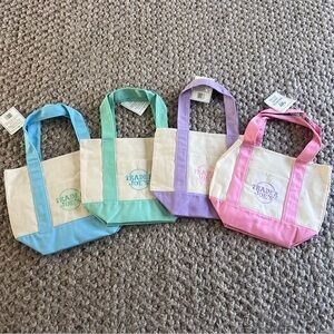NWT Set Of 4 Trader Joes Mini Tote Bags pastel colors so pretty!